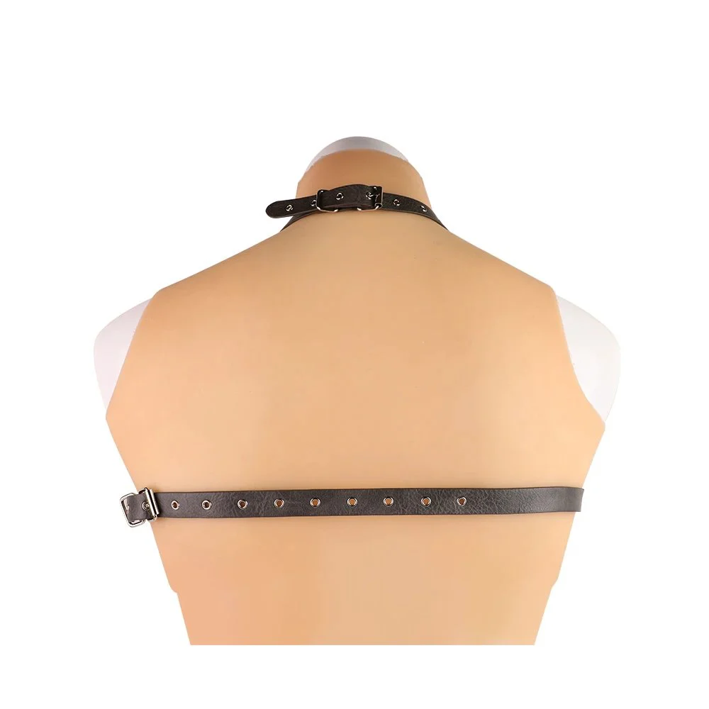 Harness with Long Chain Metal Nipple Clamps Sex Toys for Women Adult Sex Harness Leather Bondage