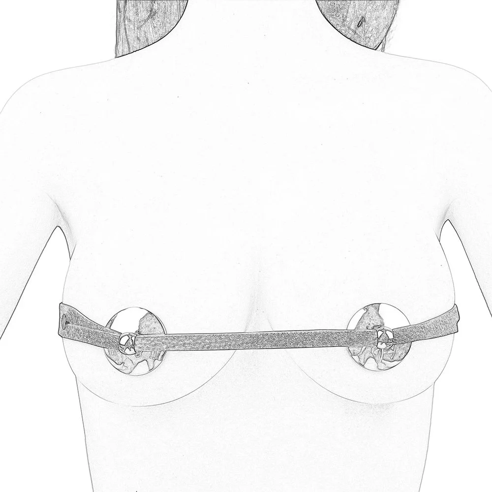 Nipple Toy, Leather Spiked Breast Binders Clamps, Erotic Fetish Sex Bondage,Breast Binder with Nipple Clamp