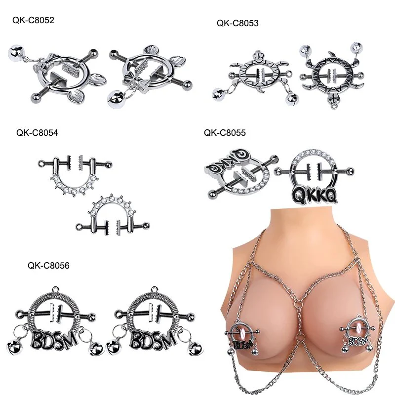 Bondage Harness With Nipple Clamps Alloy Chain Nipple Breast Clamp Clip Chain Couple Adult Sex Toys for Couples Games1