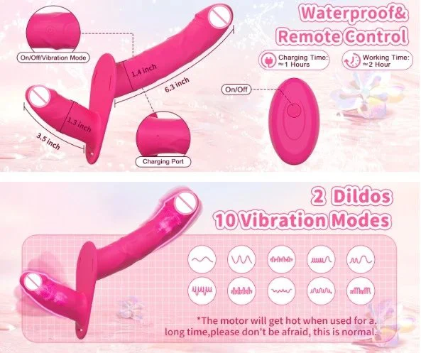 Rechargeable Remote Control Harness Wearable Dildo Double Head Lesbian Panties Strap on Dildo
