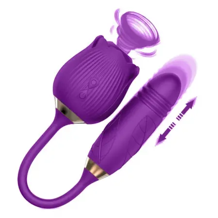 2 In1 Rose Sex Toy Stimulator Adult Toys Clitoral Tongue Licking G Spot Vibrators Thrusting Dildo Vibrator for Women