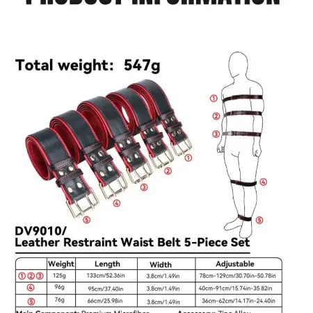 Body Leather Bondage Set Premium SM Gear Crafted From Supple Leather Designed for Adult Couples Seeking Sensual Restraint Play