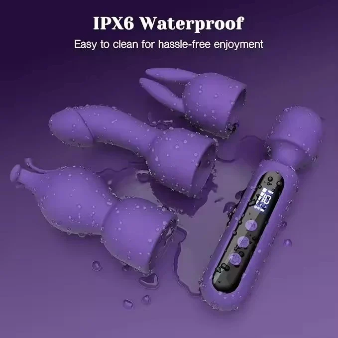 10 Speeds 4 Frequency Body Massager Led Display AV Wand Massager Clitoral Stimulator Silicone Vibrator with 3 Accessories