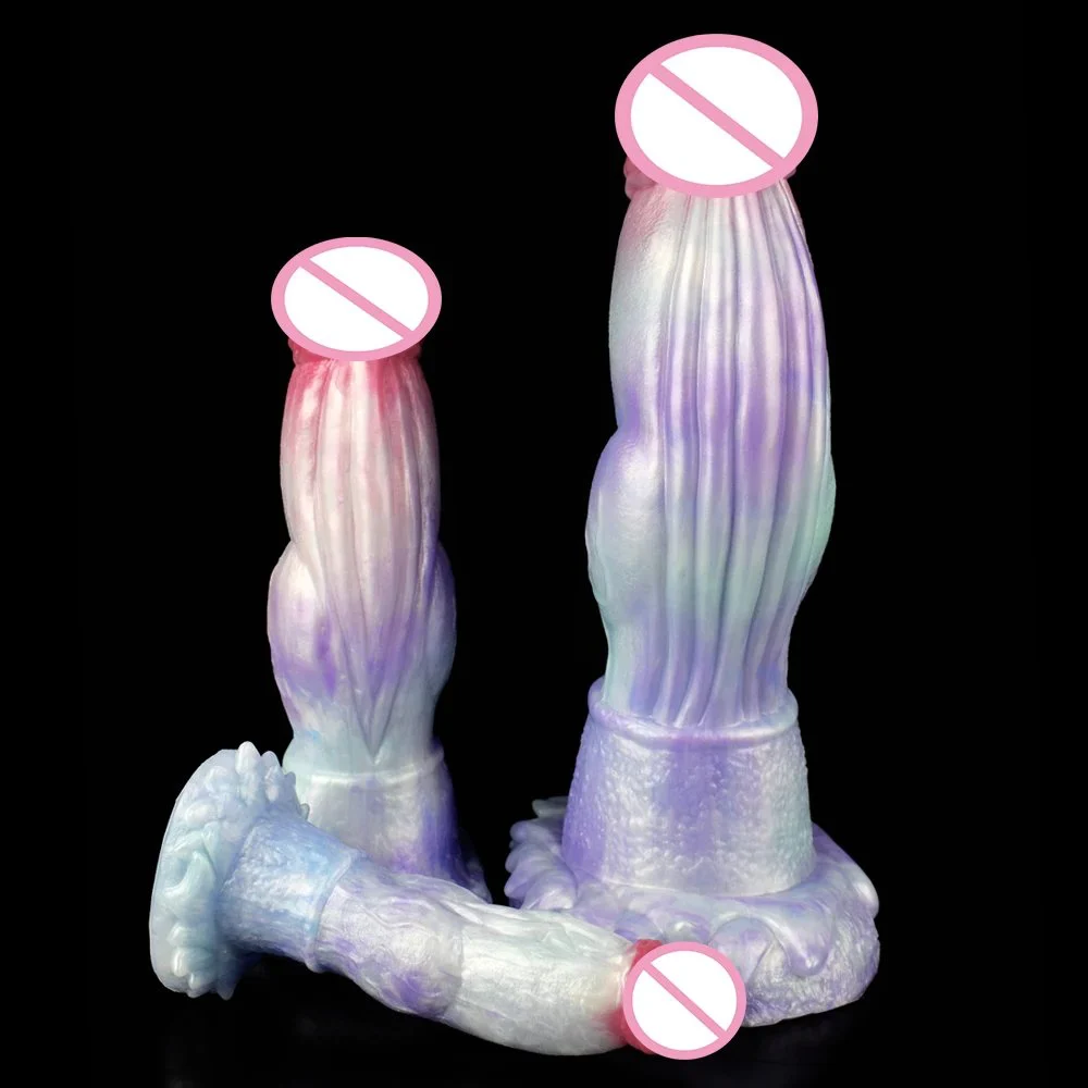 9.84 Inch Realistic Large Ice Dragon Dildo Penis Liquid Silicone Sex Shop Toy with Luminous Color Dildos for Male Gay