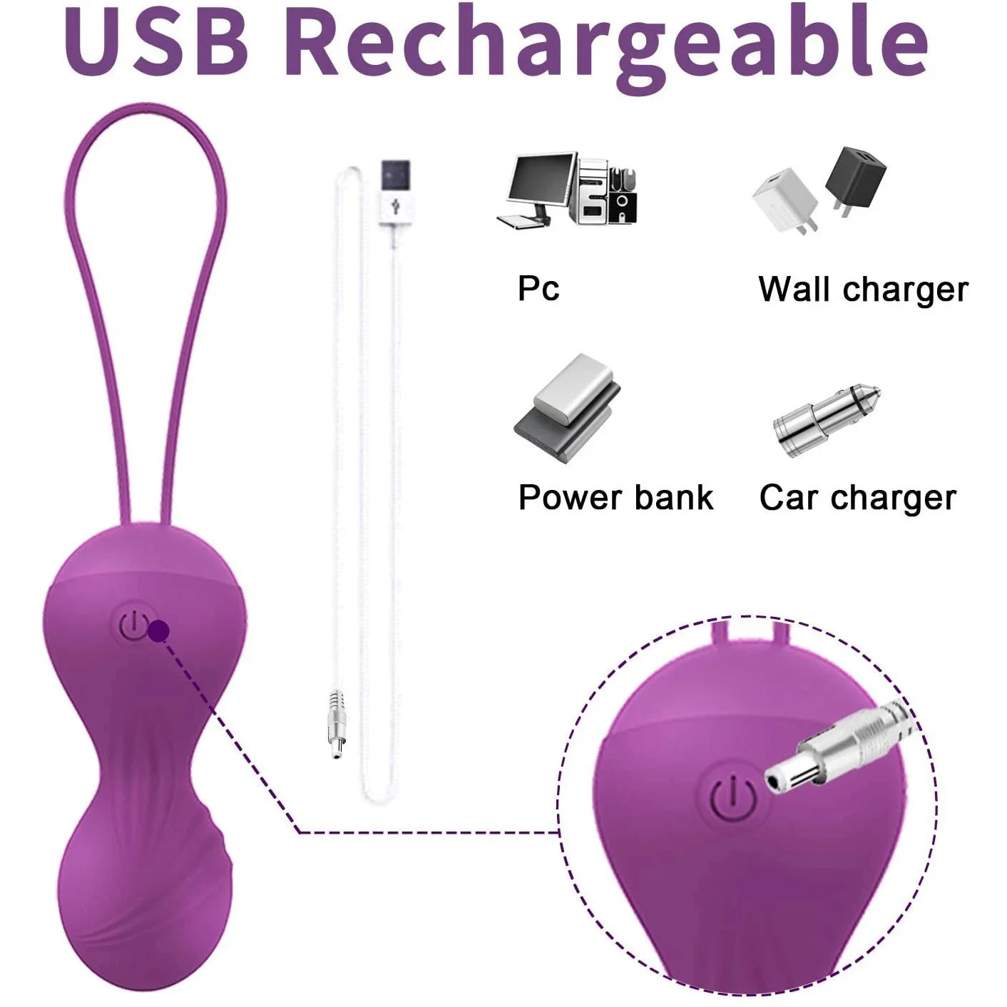 4PCS USB Waterproof Ben Wa Balls Kegel Exercise Remote Controlled Kegel Balls Set for Women