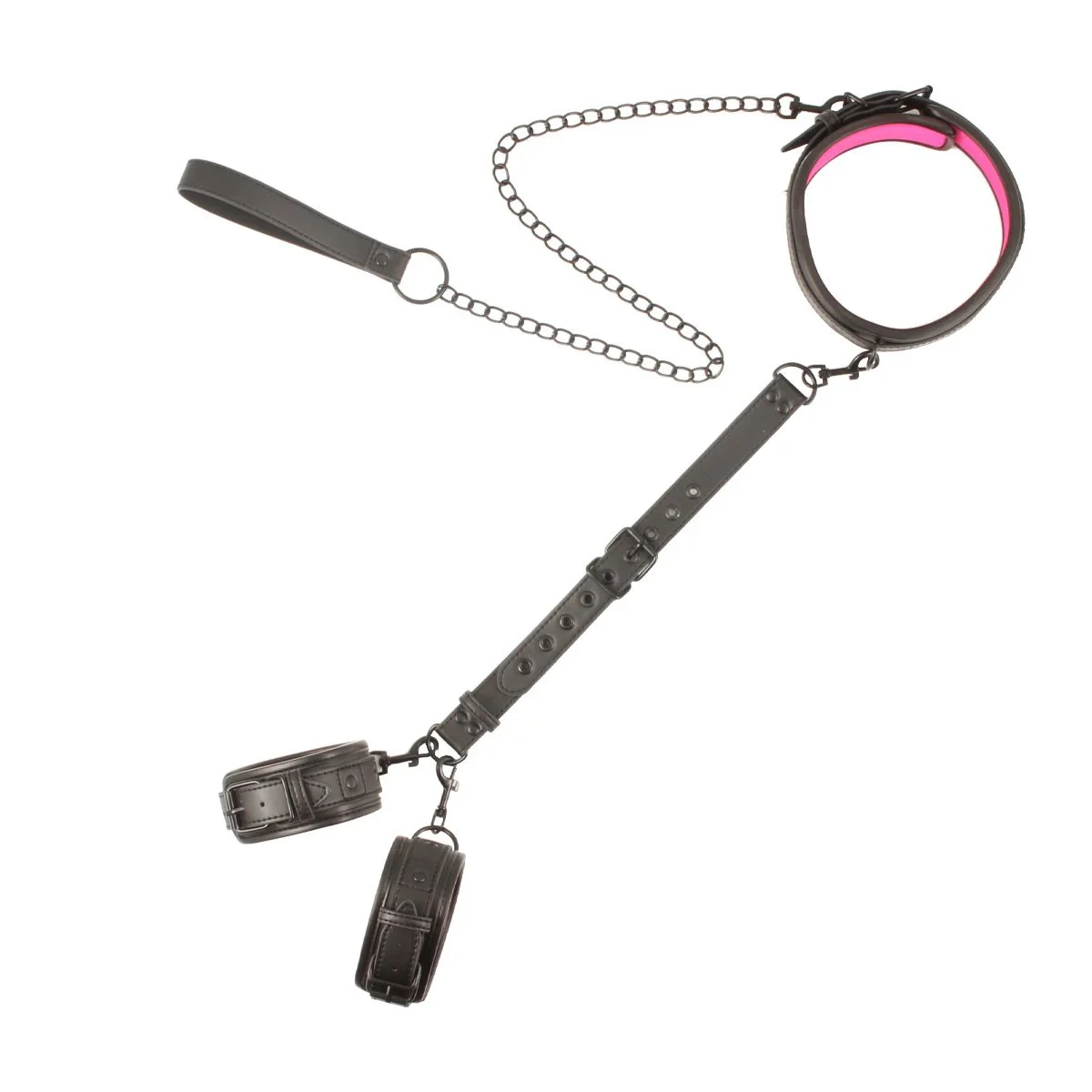 Bondage Handcuffs with Neck Collar and Leash Back Binding Restraint Kit for Couples Adult Flirting