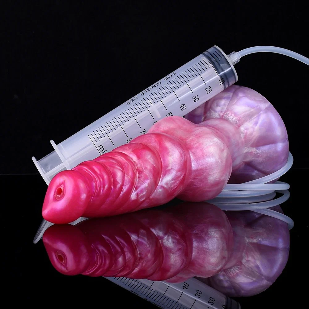 Big Size alien Cock Liquid Silicone Dildo Knot Ejaculation Dildo Suction Cup Spray Squirting Dildo for Women or Gay
