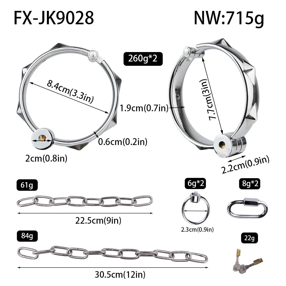 Shackles & Handcuffs with Lock Metal Bondage Toys for Unisex High Heavy Duty Fetish Harness Restraint Kit-Handcuff