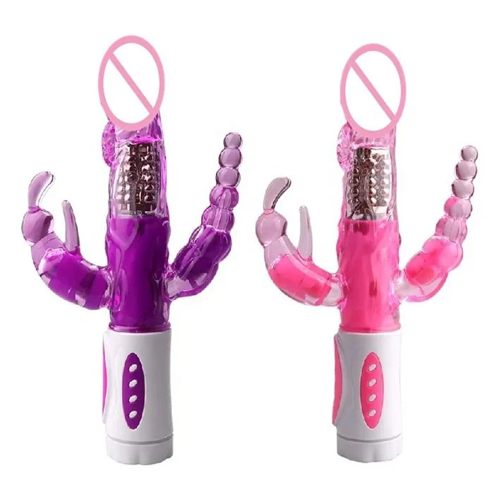 Top Electric Triple Rabbit Dildo Vibrator for Women With Rotating Head Massage Butterfly & G-Spot Features