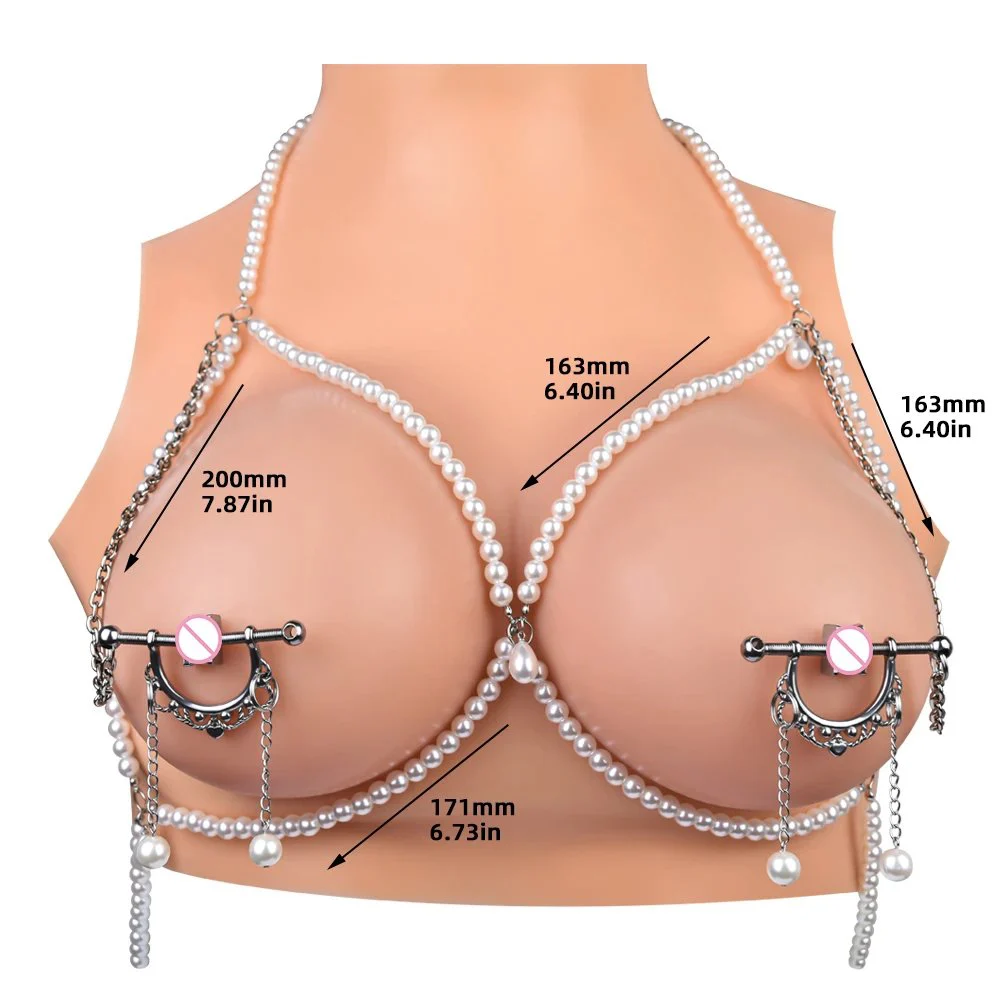 Circle Breast Ring Silver Nipple Clamps with Pearl Chain Erotic Matching Accessories for Women