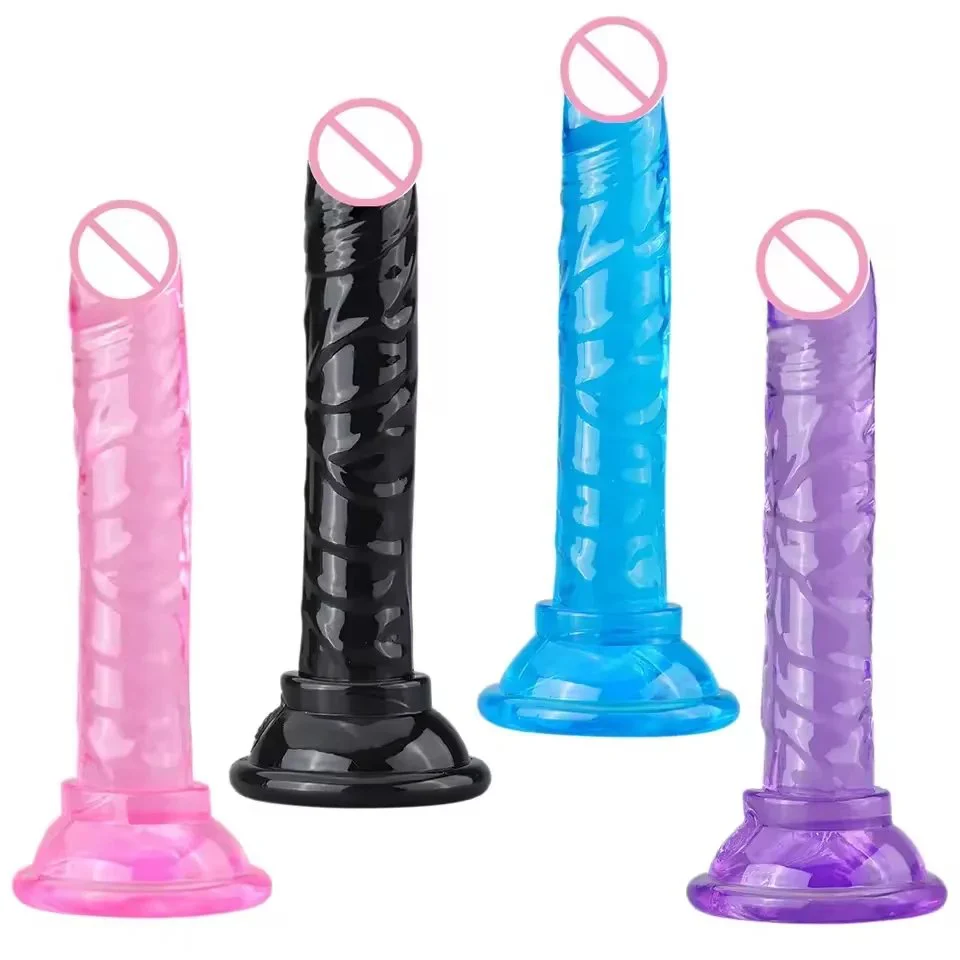 Female Manual Realistic Suction Cup Dildo Mini Small Crystal Penis Adult Women Masturbation Thrusting Toy