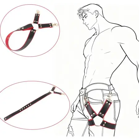 Crimson Thigh Oaths Thigh Cock Restraint for Adult Couples Leather Bondage Experience with Realistic Sensation