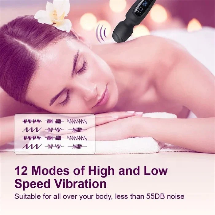 USB LCD Display 12-Frequency Strong Vibration AV Wand Massage Dildo Vibrator Adult Men Women G-Spot Gynecological Health Care