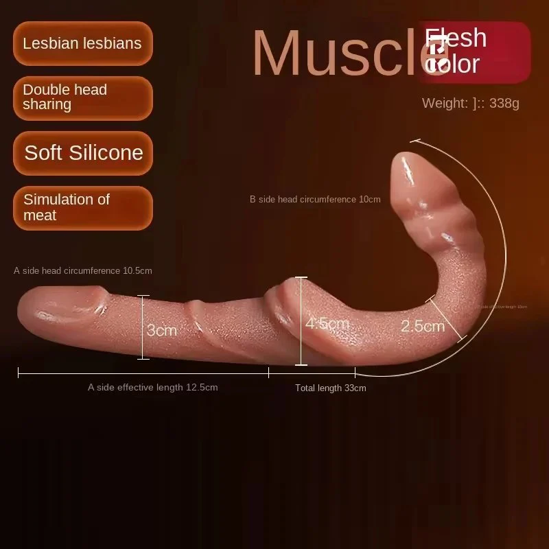 Double-Headed Soft Silicone Realistic Dildo Sex Toy for Lesbian Couples Female double head dildo