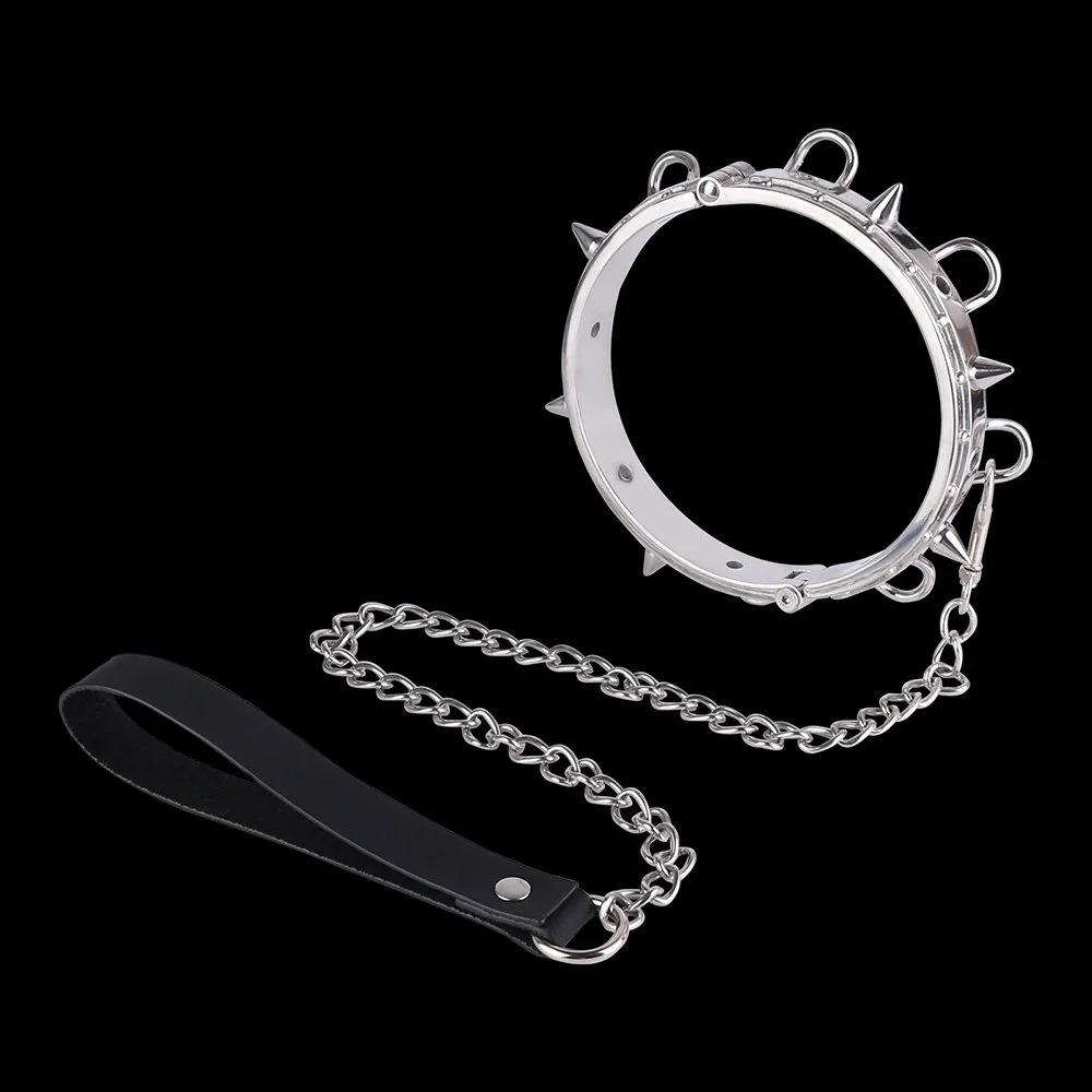 Fashion PU Leather Collar with Bow Decoration and Leash Chain for Bondage Play