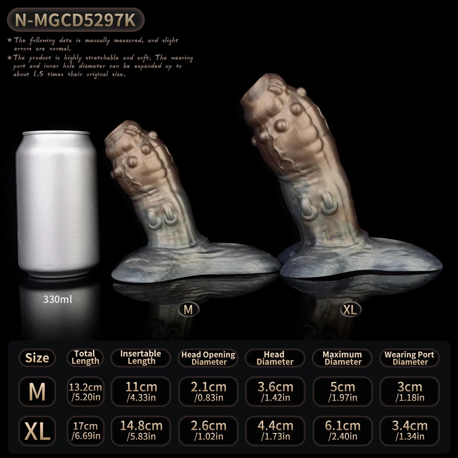 Male Penis Extender with Opening Design Silicone Material 2 Sizes Available Intense Encased Sensation Realistic Experience