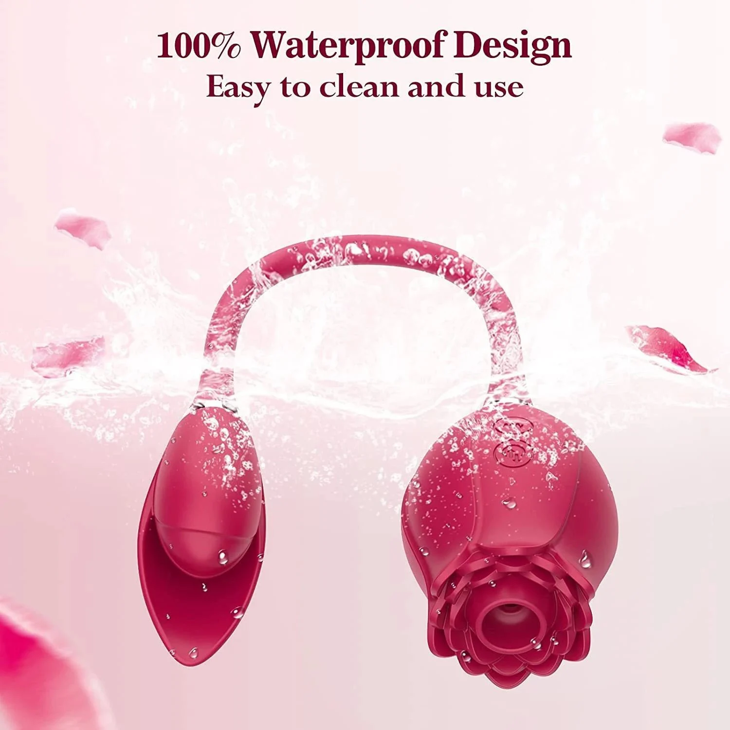 Silicone Rose Flower Shape Clitoral Sucking Clitoris Vibrator G-Spot Vibrator Double Head Use for Women