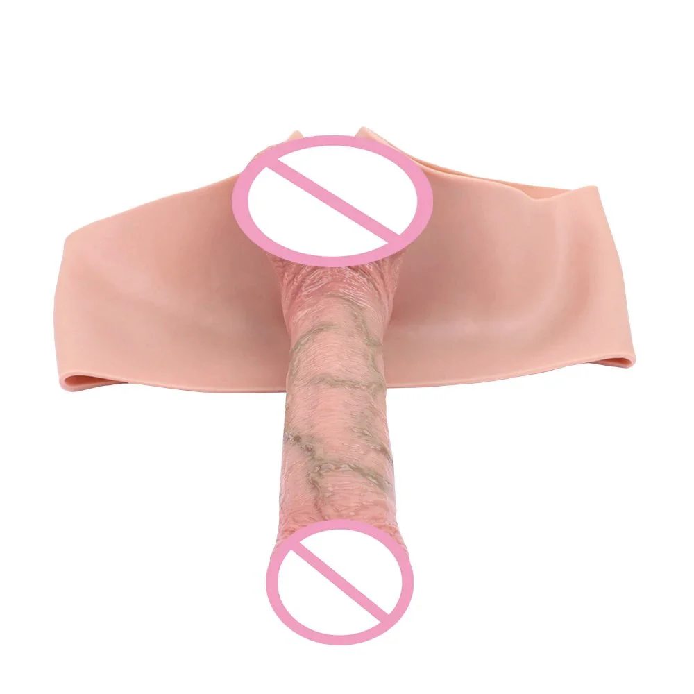 Realistic Extended Penis Panties with Real Skin Soft Feeling Boxer Briefs Sexy Cock Panties for Male Enlargement