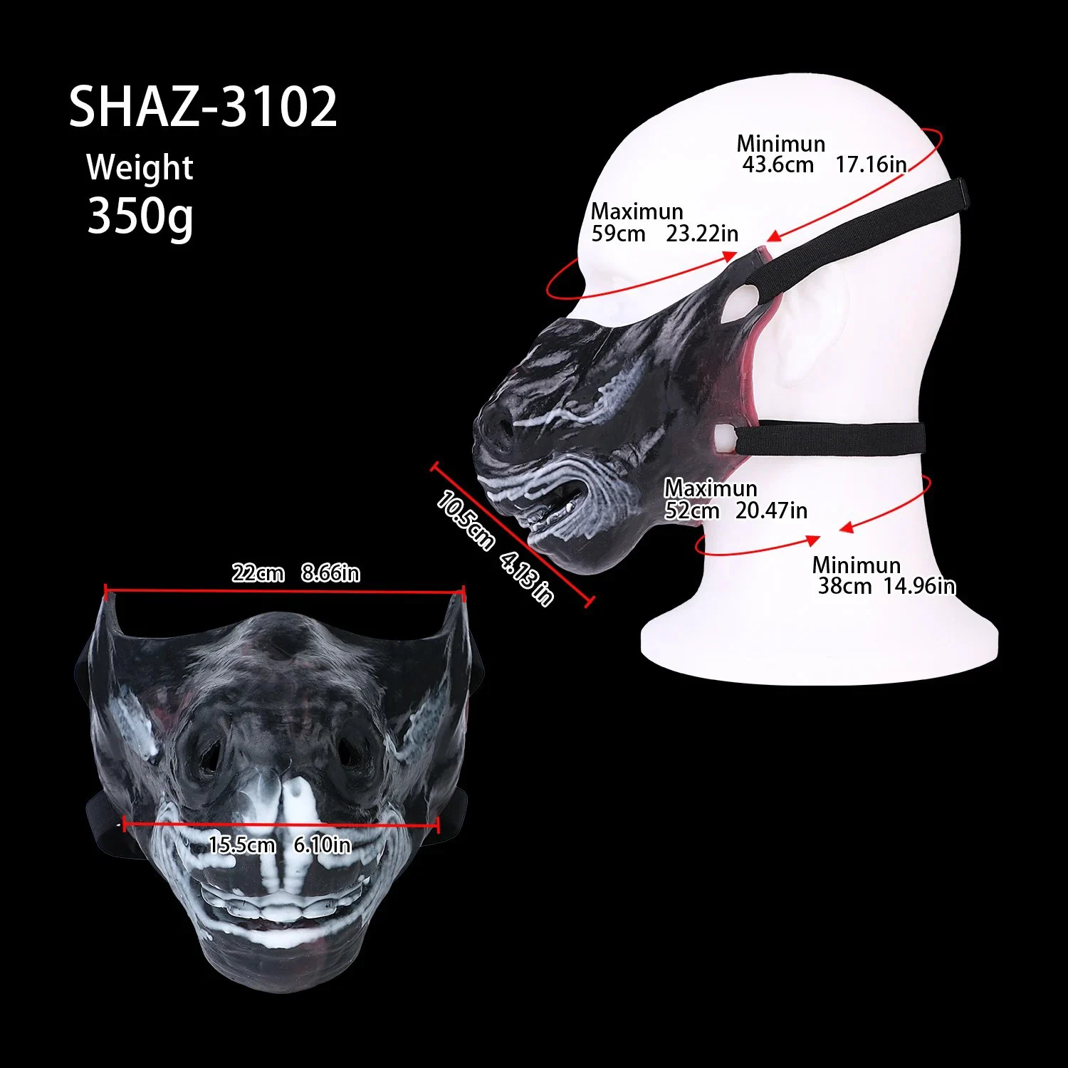 Restraint Fantasy Mask Hell Warhorse Medical-Grade Silicone SM Roleplay Half-Face Mask