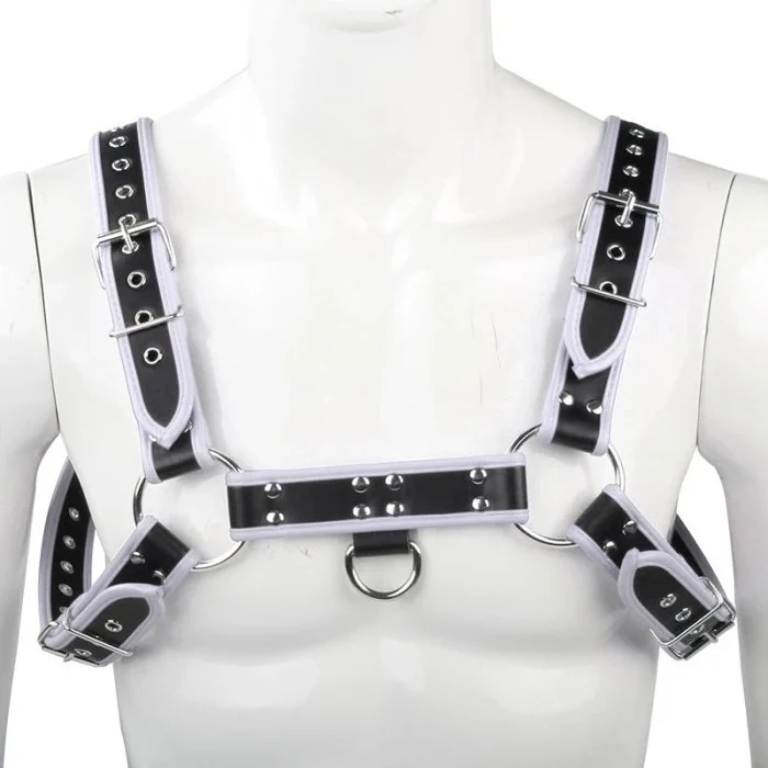 Fetish Gay Leather Chest Harness Adjustable Sexual Fetish Full Body Men Slave Leather Corset Bondage for Men