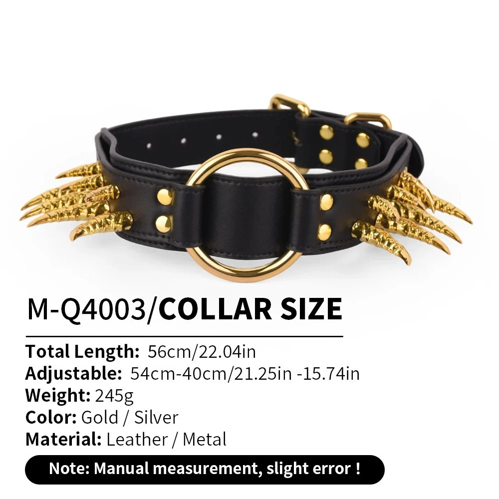 Devil's Claw Adjustable Submissive Collar Premium Leather Collar for Couples' Sex Toys