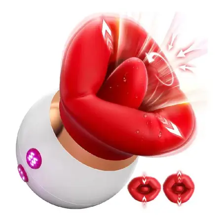 3IN1 Clit Tongue Licking Vibrator Female Sex Toys for Women Mouth Biting Oral Clitoris Stimulator Sucking Nipple Orgasm
