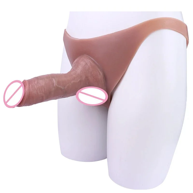 Safe Soft Silicone Adult Erotic Toys Leather Pants with Hollow Out Insertable Dildo Leather Pants for Adult Couples