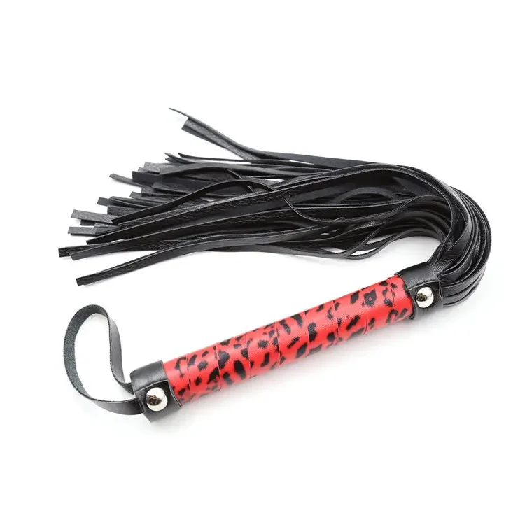 Eye Mask Gag Ball Whip Leather Handcuffs Game PU Leather Red Leopard Bondage Kit
