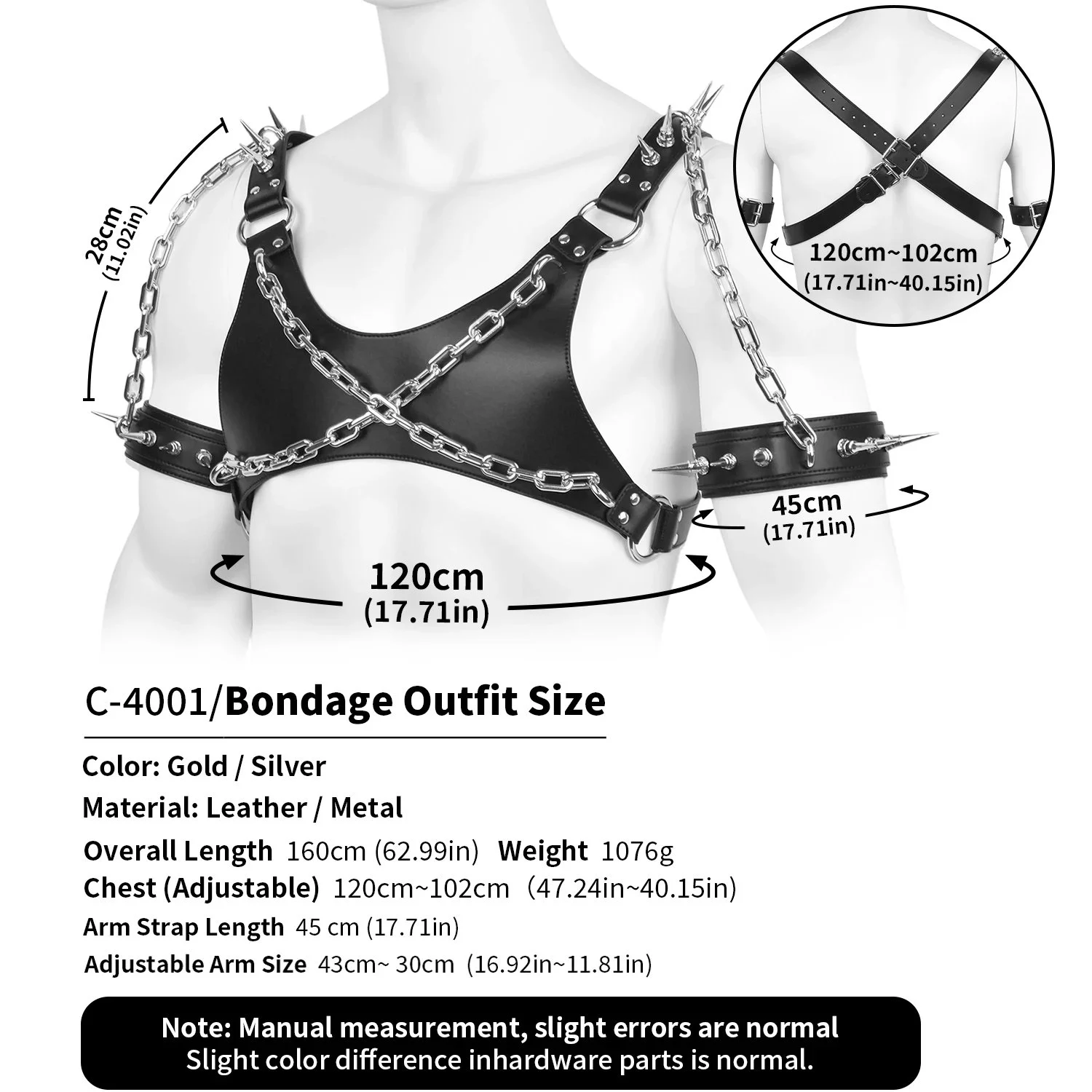 Fetish Bondage Party Male Homosexual Game Bondage Set Punk-style Leather Bondage Suit Metal Spike Accessories Erotic Costume