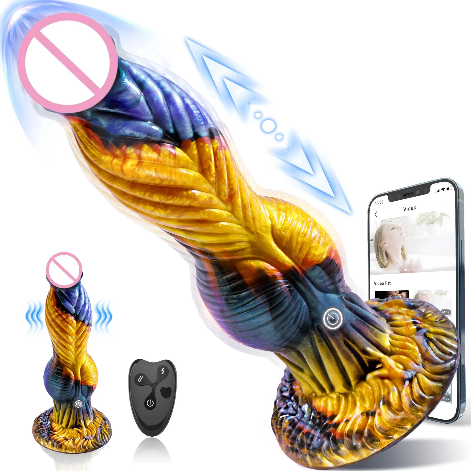 APP Remote Control Telescopic Vibration Soft 7-Speed Phoenix Shaped Butt Plug Alien Safe Silicone Anal Plug Giant Dilation
