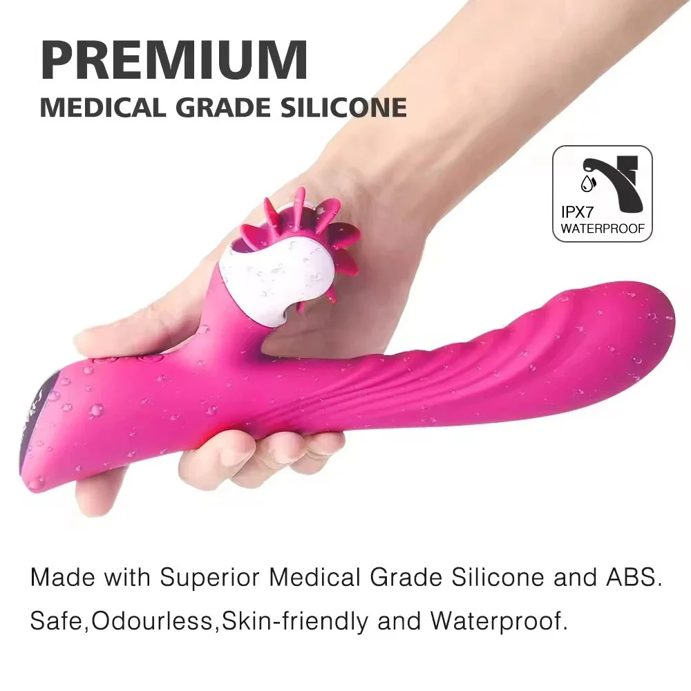 2 in 1 Female Rabbit G-Spot Licking Vibrator Clitoris Stimulators Intelligent Rotating g Spot Vibrator for Women Masturbation
