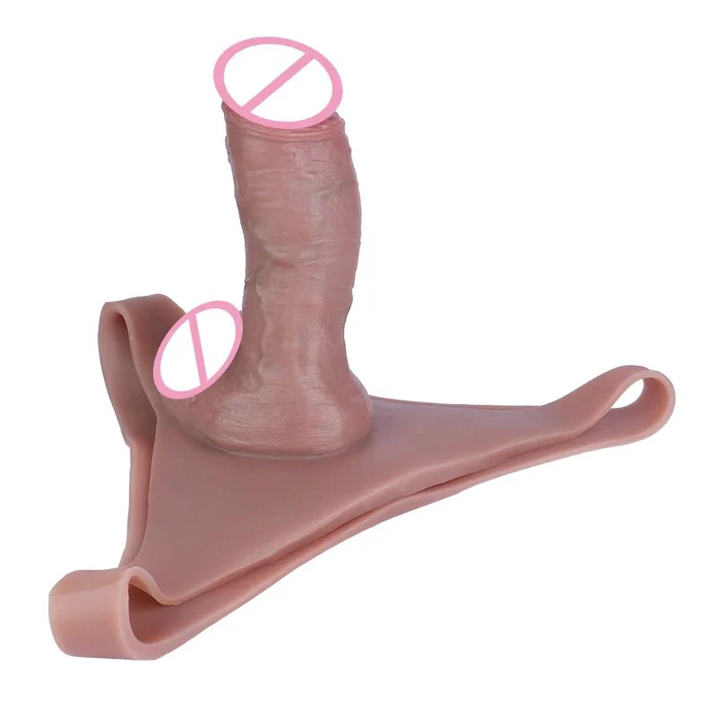 Safe Soft Silicone Adult Erotic Toys Leather Pants with Hollow Out Insertable Dildo Leather Pants for Adult Couples