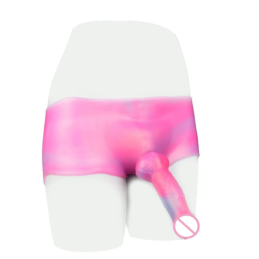 Silicone Pants with Fantasy Dildo Multi-color Strap Penis Anal Plug Stretchable Sex Toys for Women Masturbating