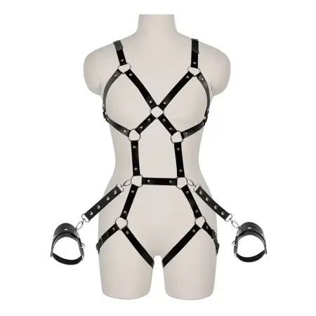 Fetish Restraint Leather Body Halter Neck Chain Black Cage Sexy Lingerie Women's Harness Sexy Bondage Sex Toys for Women