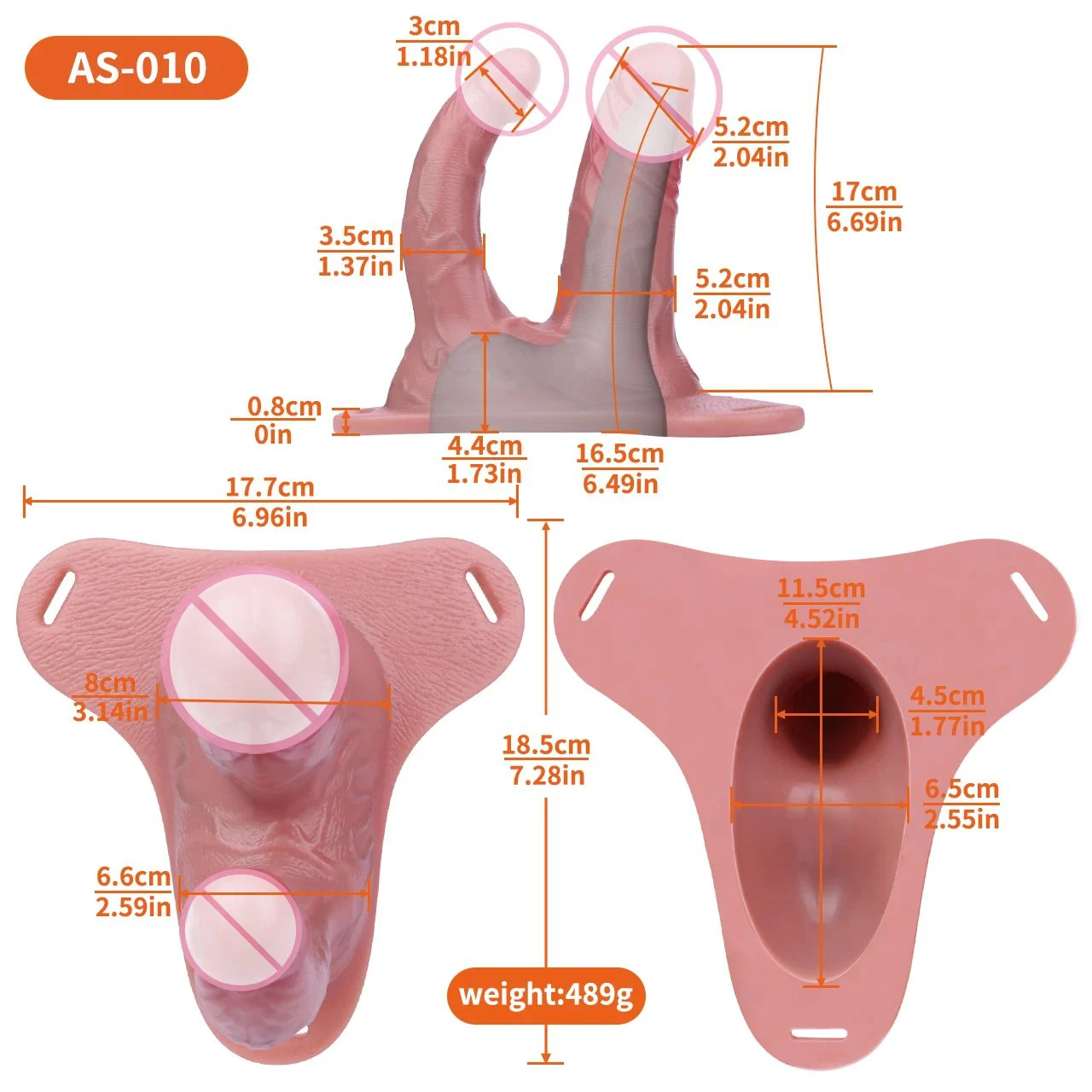 Silicone Solid&Hollow Dildo Integrated Double Head Strapon Penis Sleeve Penis Sex Toy for Men Women Adult