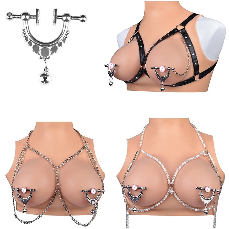 Body Chain Necklace Adjustable Stainless Steel Body Clamps with Chain Non Piercing Clip on Body Jewelry Gift