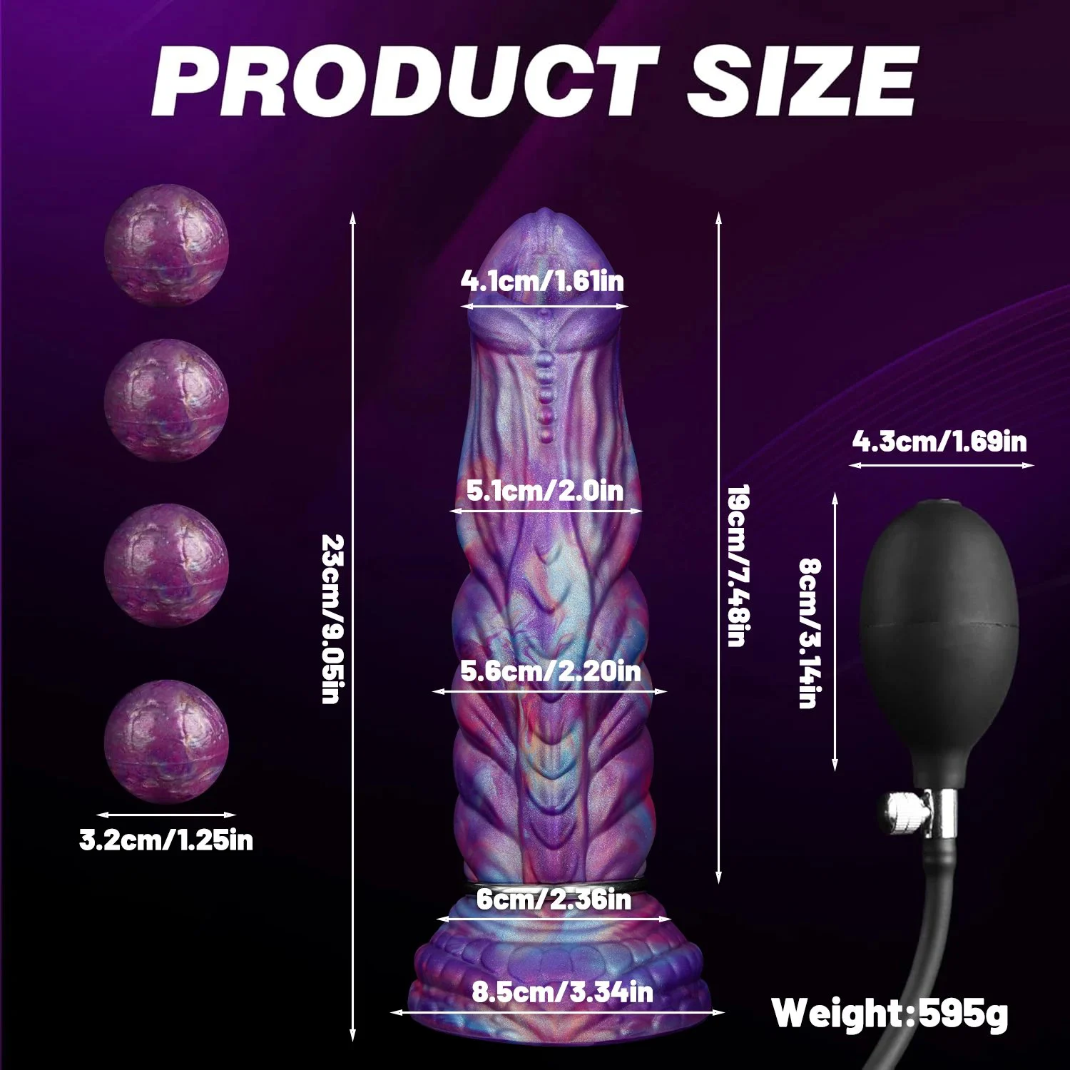 Monster Ovipositor Dildo with 4 Eggs Liquid Silicone Waterproof Inflatable Pump Fantasy Horse Knot Dragon Sex Toy Suction Cup