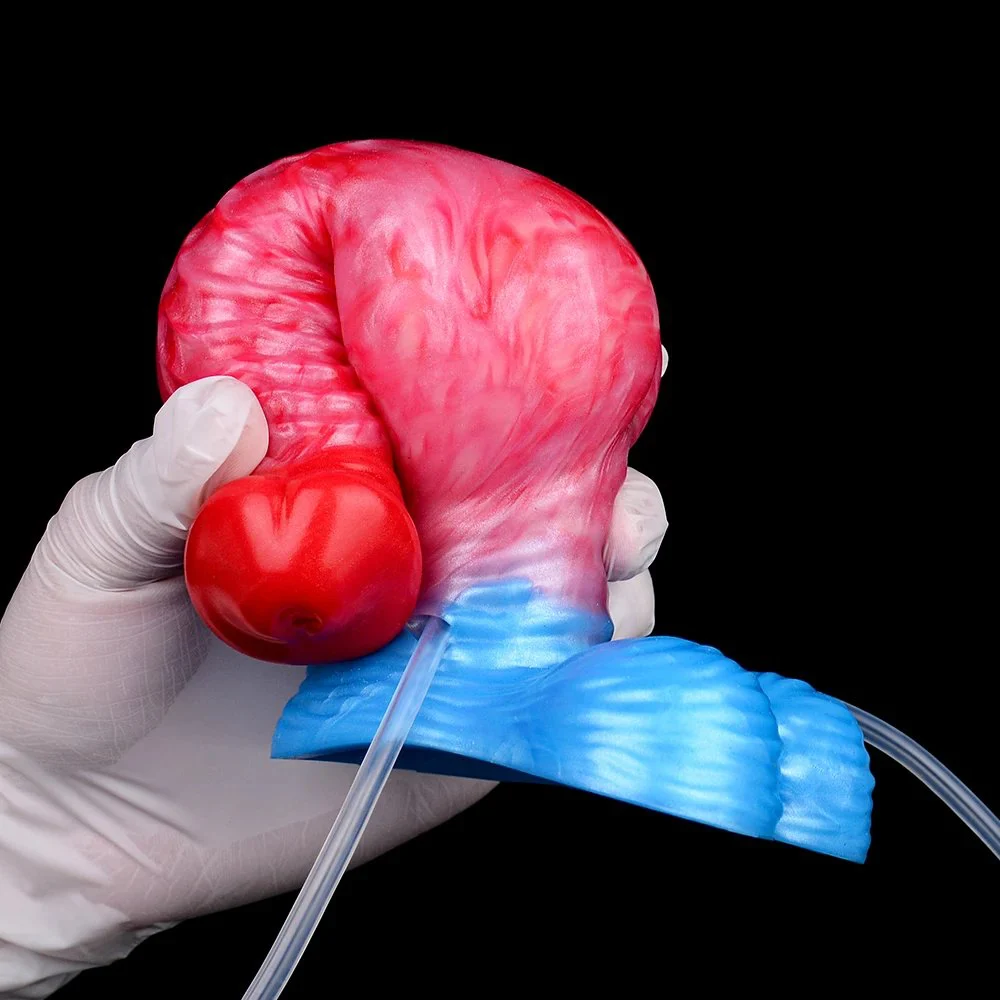 Dog Dildo Squirting Inflatable Anal Plug with Big Knot G-spot Stimulator Ejaculation Penis Silicone Adult Toy for Man Women