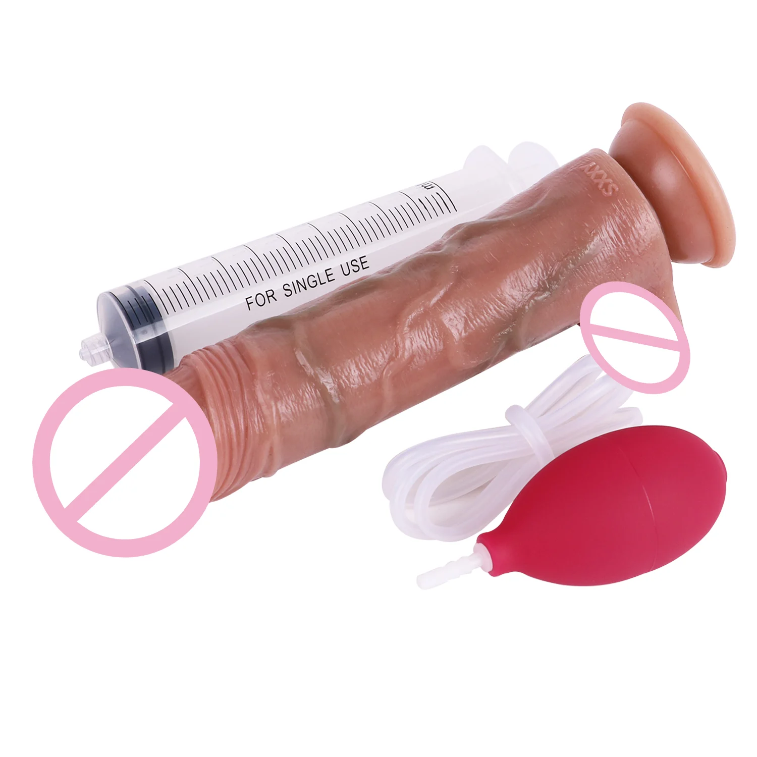 Realistic Squirting Ejaculating Dildo Couples Sex Toy with Large Suction Cup Flesh Color