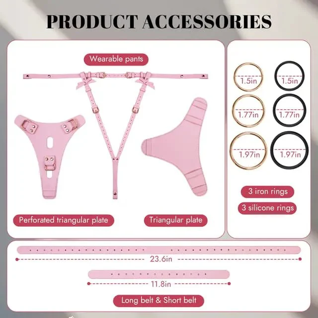 Female Strapless Panties Underwear Brief Adjustable Waist and Thigh Belt Strap on Dildo Harness for Lesbian Gay Beginners Play