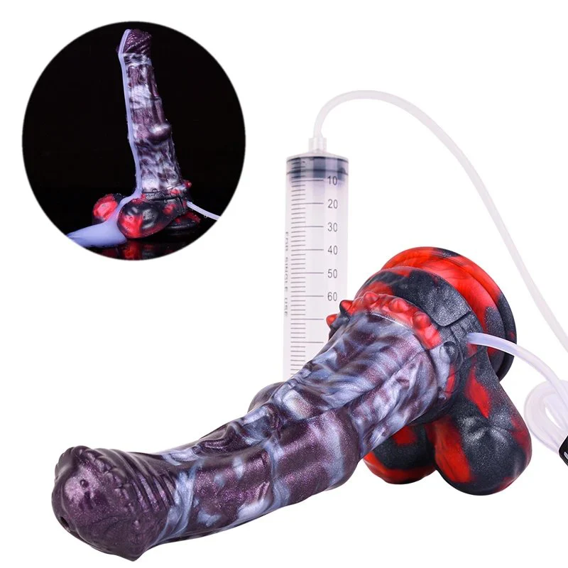 Multi Color Silicone Squirting Horse Dildo Big Animal Squirting Dildo Hands Free Ejaculable Dildo Squirting Cock for Adult