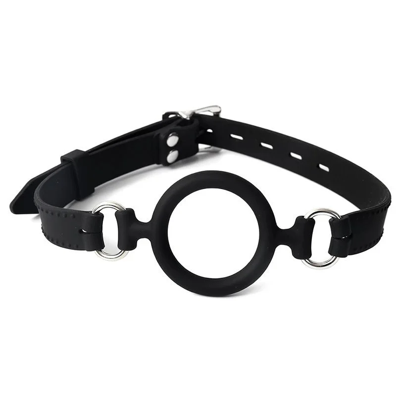 Bondage Slave Sex Toys Leather Belt SM Deep Throat Open Mouth Gag Ball Soft Silicone O Ring Mouth Gag