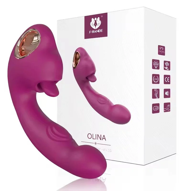 Handheld Female Masturbator Bass Quiet Tongue Licking Vibrator