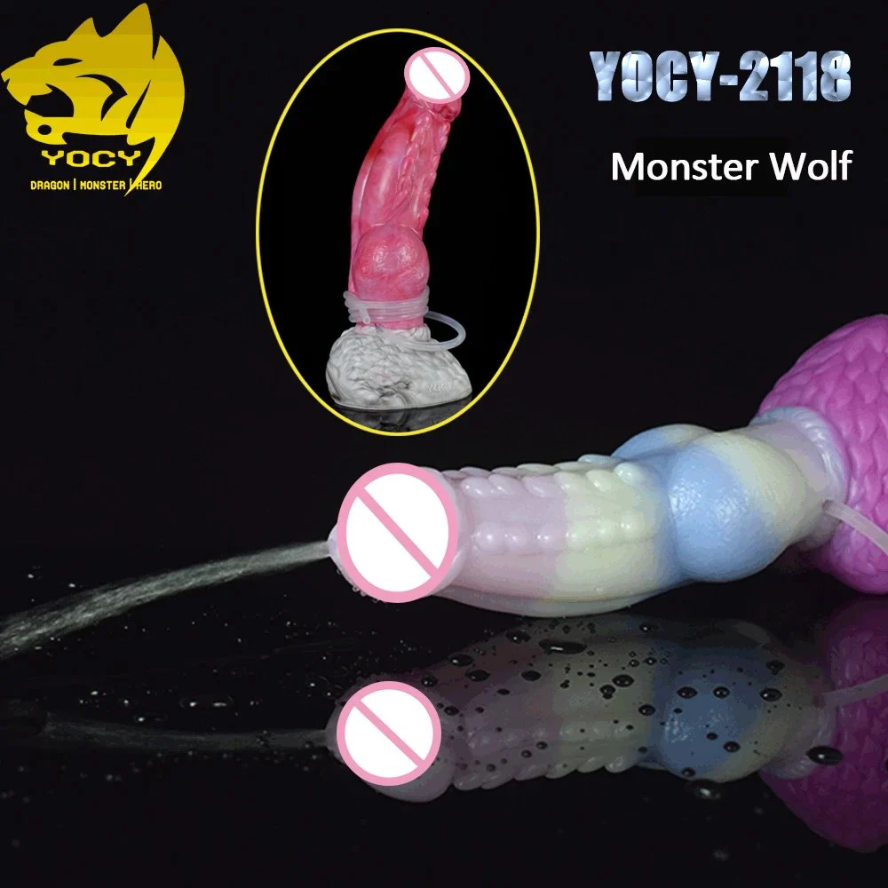 New Adult Monster Wolf Squirting Dildo Soft Silicone Water Spray Penis Realistic Huge Ejaculating Dildo for Women Sex