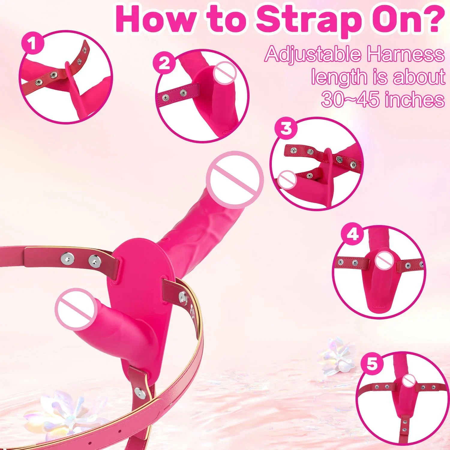 Remote Control G-Spot Clitoral Stimulation Double-Ended Wearable Adjustable Harness Strap-On Dildo Vibrator for Women Lesbian