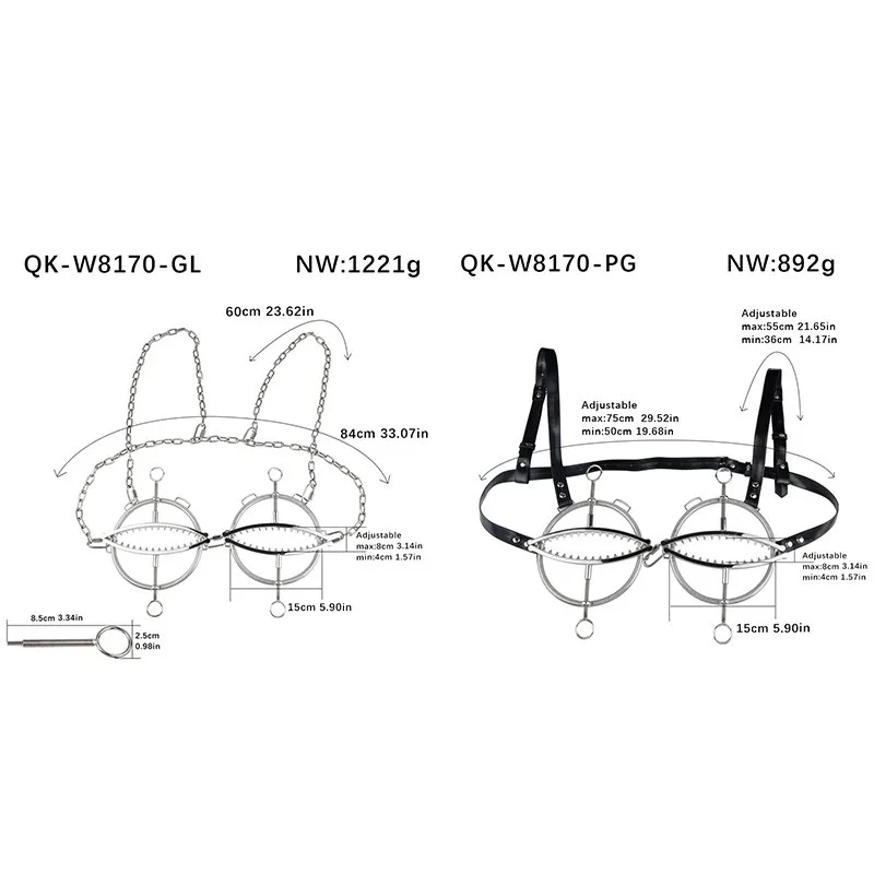 Heavy Metal Chest Jig Series of Products the Sharp Intense Pain-inducing Bondage Nipple Clamps Are Suitable for BDSM
