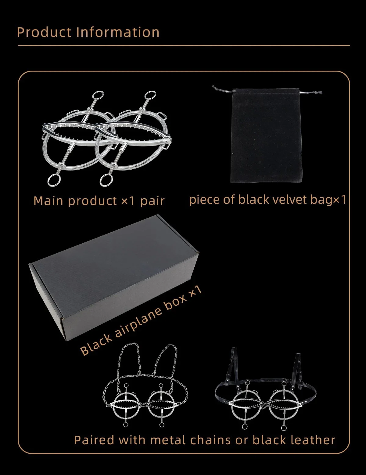 Heavy Metal Chest Jig Series of Products the Sharp Intense Pain-inducing Bondage Nipple Clamps Are Suitable for BDSM