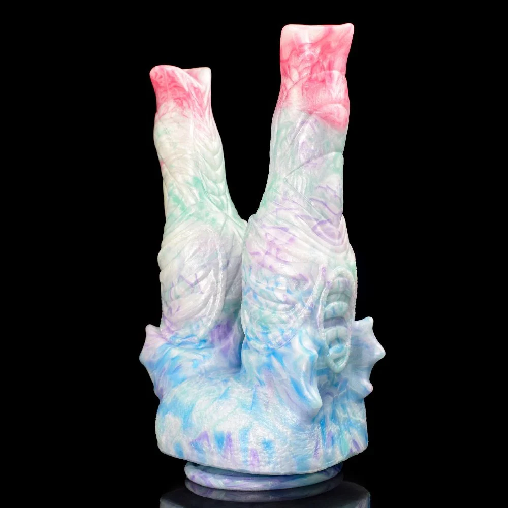 Double Heads Thick Beast Dildo With Suction Cup Flexible Light Color Small Penis Anal Sex Toys for Women
