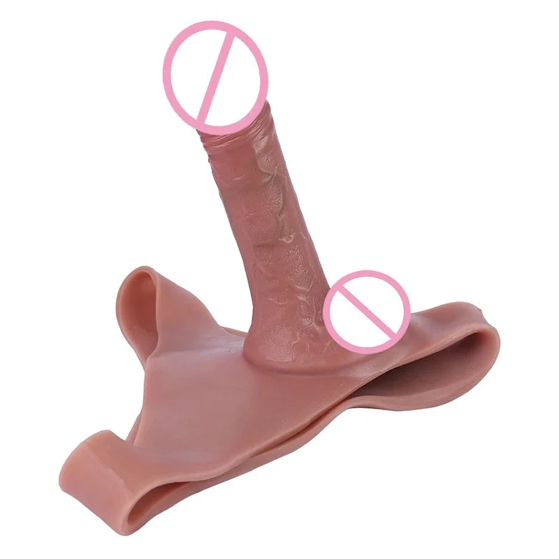 Strap on Ultra Dildo Penis Extend&Enlarge Sleeve Pants Silicone Wearable Hollow Dildo Panties Anal G-Spot Play Sex Toy Men
