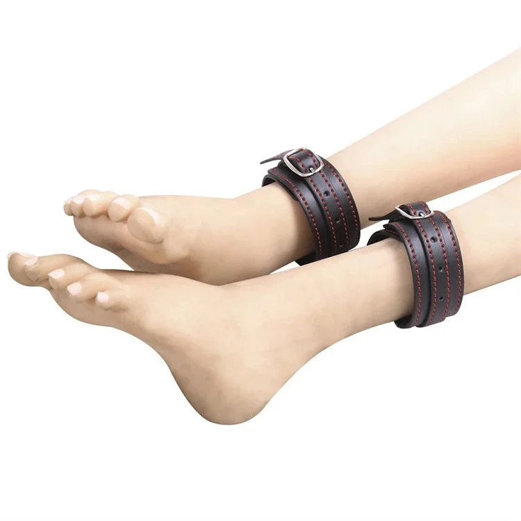 PU Leather Sex Toy Handcuffs Ankle Cuffs with Chains